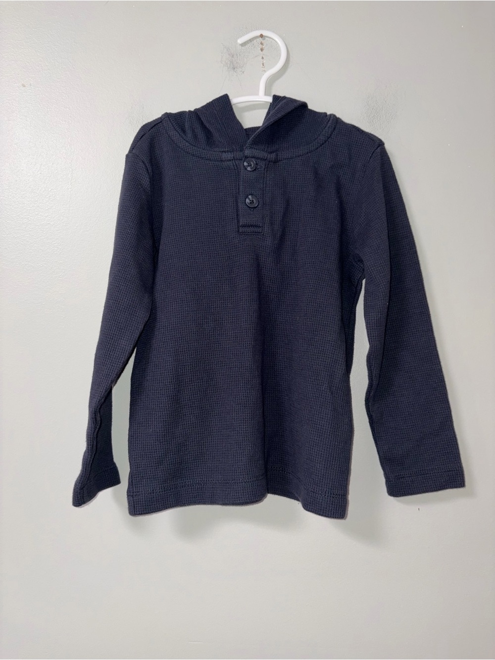 Pekkle Navy Textured Pullover Hoodie 2 Buttons Boys 4T